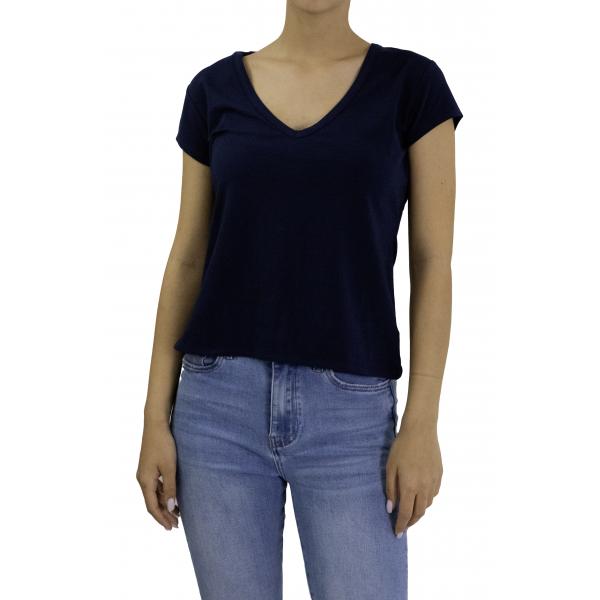 T shirt scollo a V tinta unita 